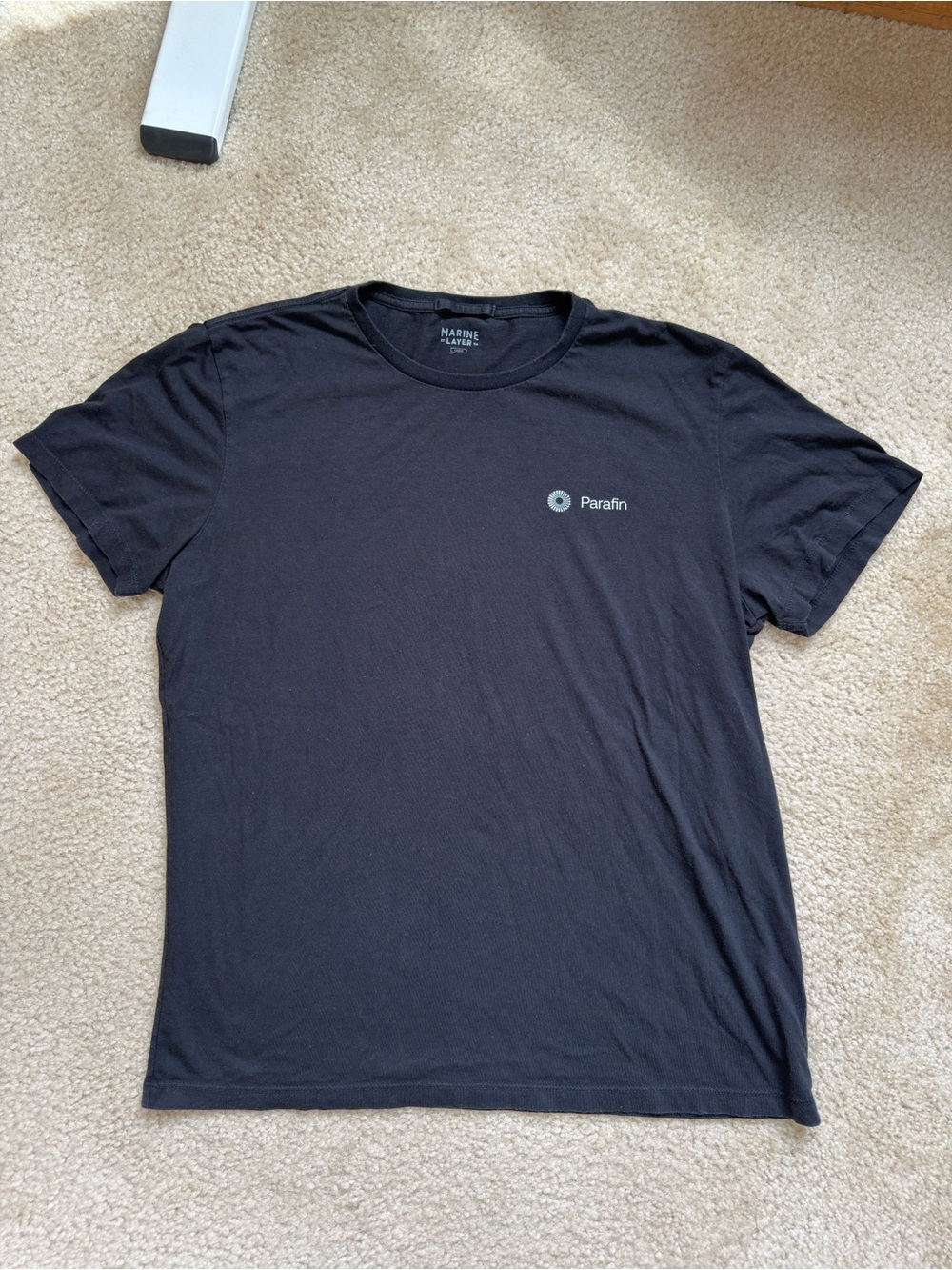 Marine Layer Black Crewneck T-Shirt with Subtle Logo